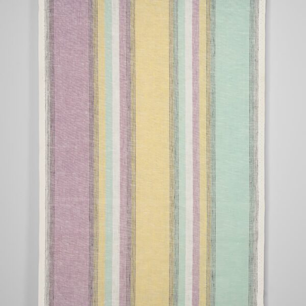Tissu de lin étroit à rayures multicolores pastel