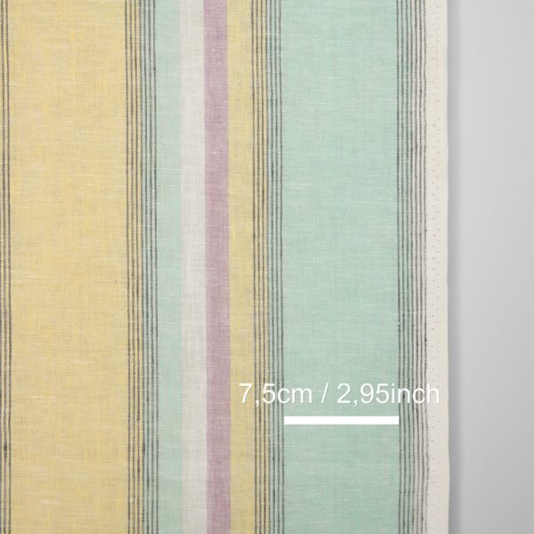 Tissu de lin étroit à rayures multicolores pastel – Image 3