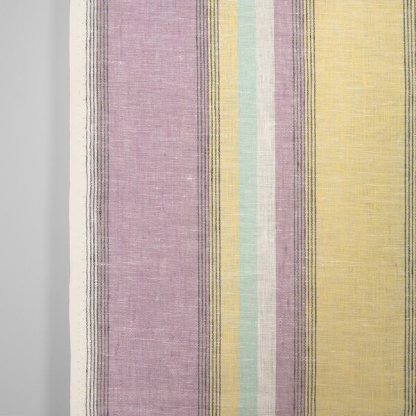 Tissu de lin étroit à rayures multicolores pastel – Image 2
