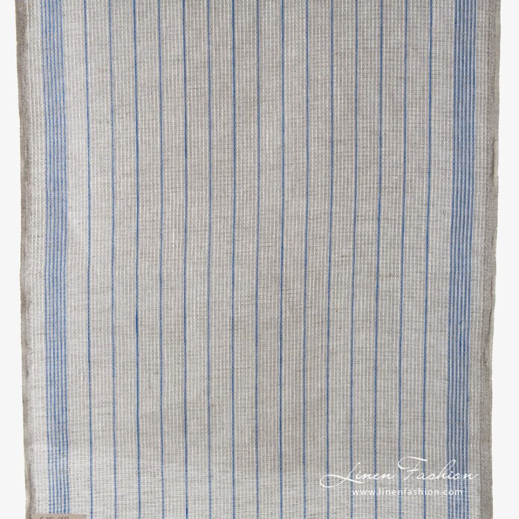Tissu en lin gris clair de faible largeur 1 Narrow width light grey linen fabric.
