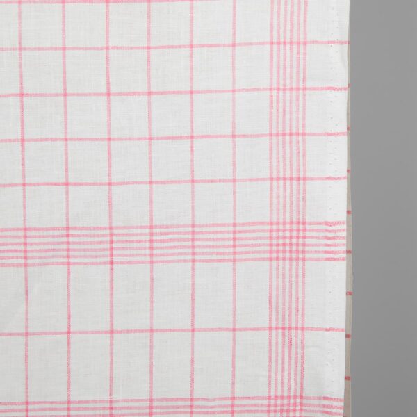 Tissu de lin étroit blanc brillant à carreaux roses – Image 3