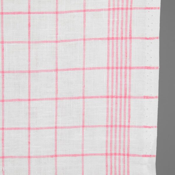 Tissu de lin étroit blanc brillant à carreaux roses – Image 2