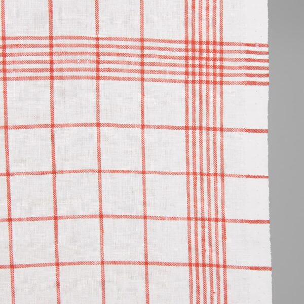 Tissu de lin étroit blanc brillant à carreaux rouges – Image 3