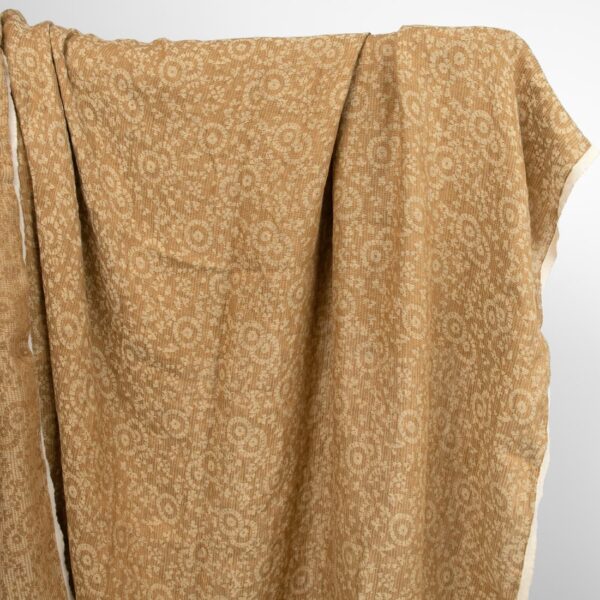 linen jacquard golden brown fabric
