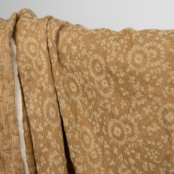 linen jacquard golden brown fabric, flower motiv