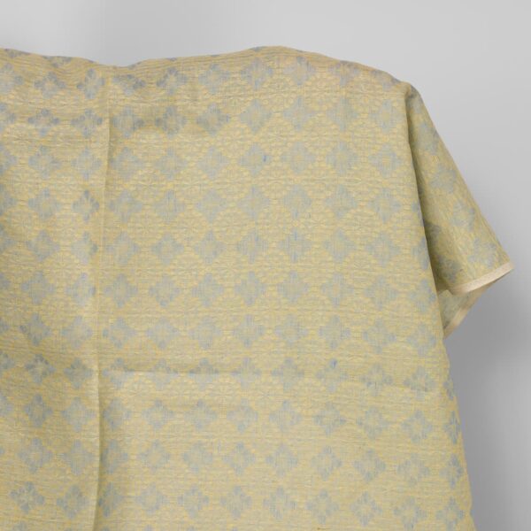 Tissu de lin en jacquard floral bleu clair et jaune