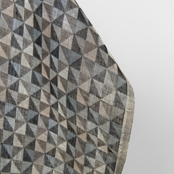 Tissu de lin noir et gris jacquard à motif triangulaire – Image 3