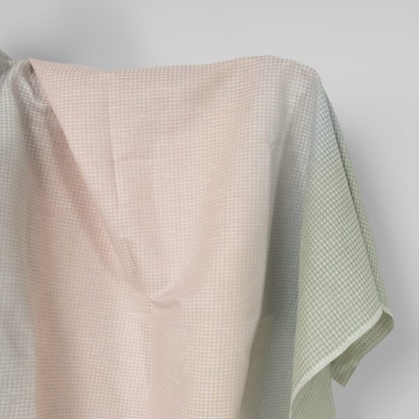 Cotton-hemp waffle fabric pink green gradient