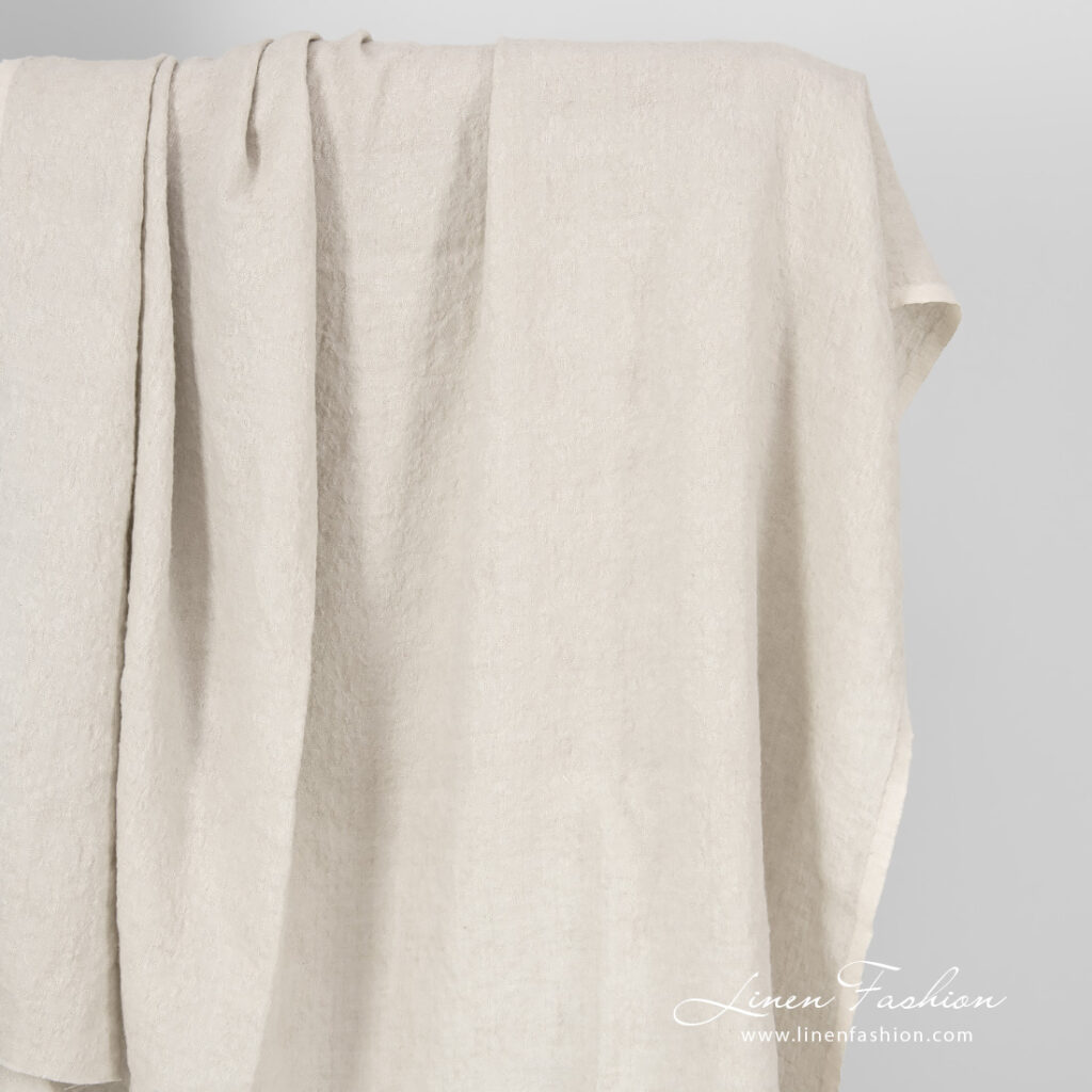 Laine de lin Jacquard gris sable tissu lavé 5 linen wool jacquard fabric, washed.