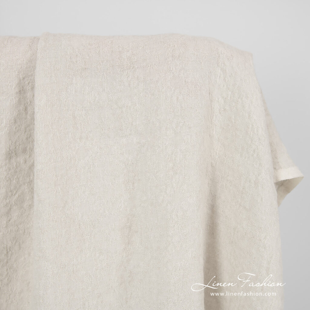Laine de lin Jacquard gris sable tissu lavé 2 linen wool jacquard fabric for clothes.