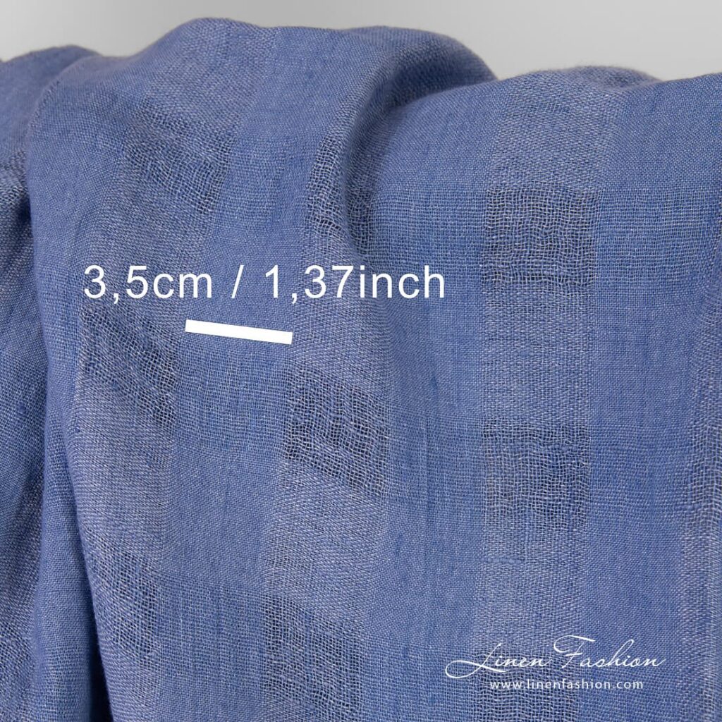 Tissu de lin bleu à carreaux lavés 4 Blue linen fabric check size