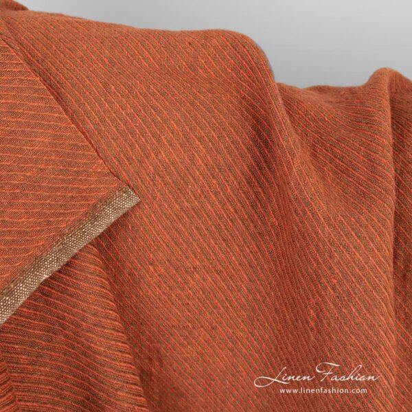 Orange linen fabric, specially washed
