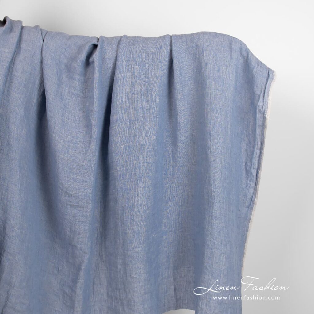 Tissu de lin gris bleu lavé 1 Grey blue linen fabric