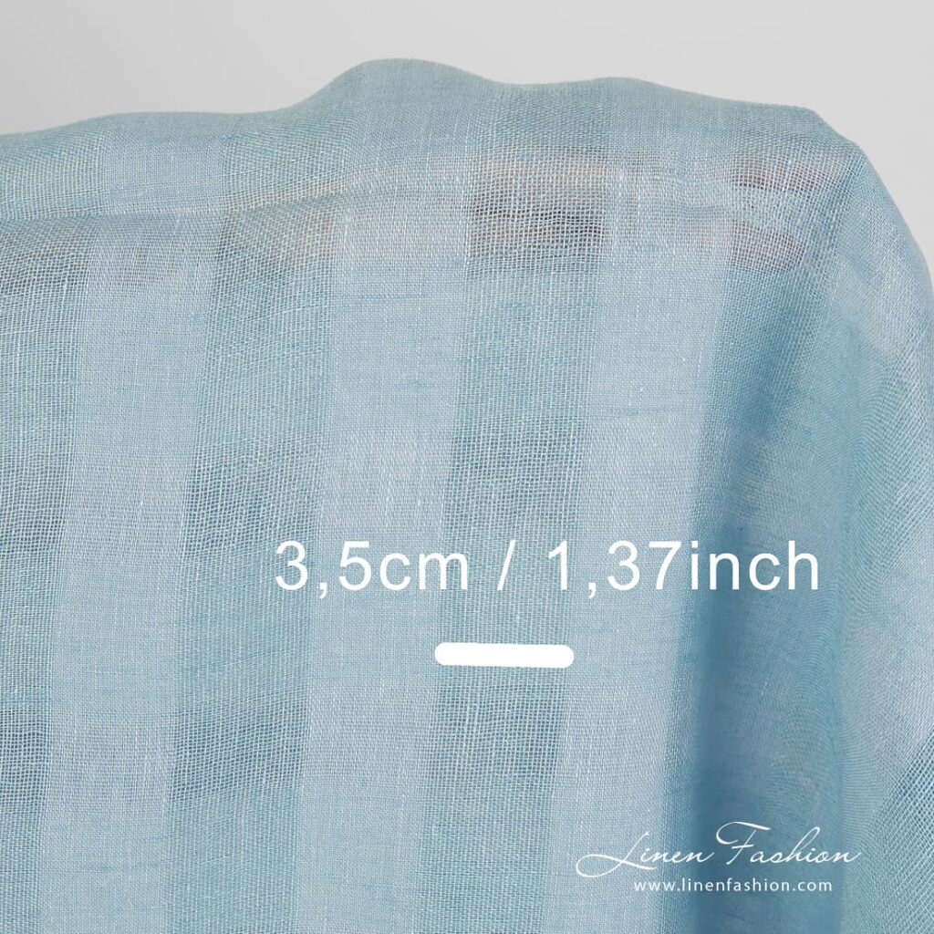 Tissu de lin à carreaux de couleur aigue-marine 4 100% linen fabric in checks, aquamarine.