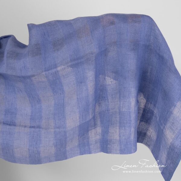 Linen fabric in violet blue checks.