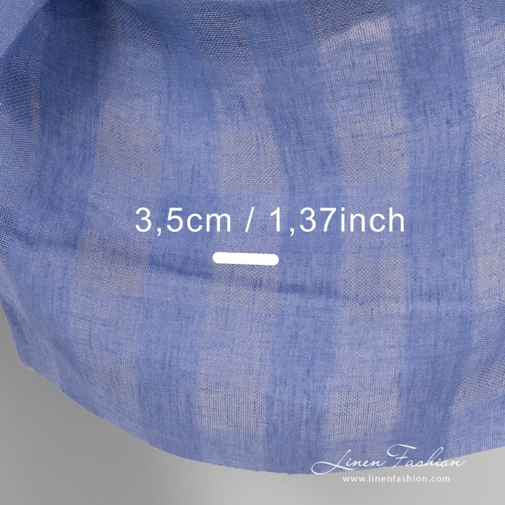 Tissu de lin à carreaux bleu violet 4 Violet blue dyed 100% linen fabric.