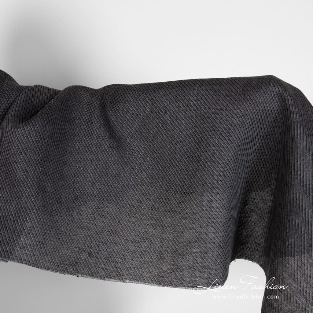 Tissu de lin gris avec sergé noir 1 Grey linen fabric
