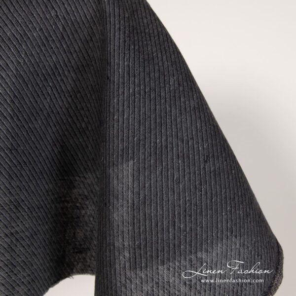 Grey linen fabric in black twills