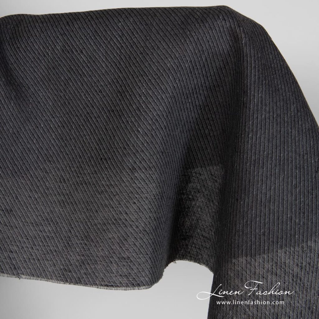 Tissu de lin gris avec sergé noir 2 Ash grey linen fabric