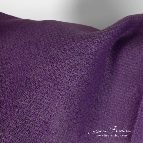 Violet linen fabric in geometric pattern
