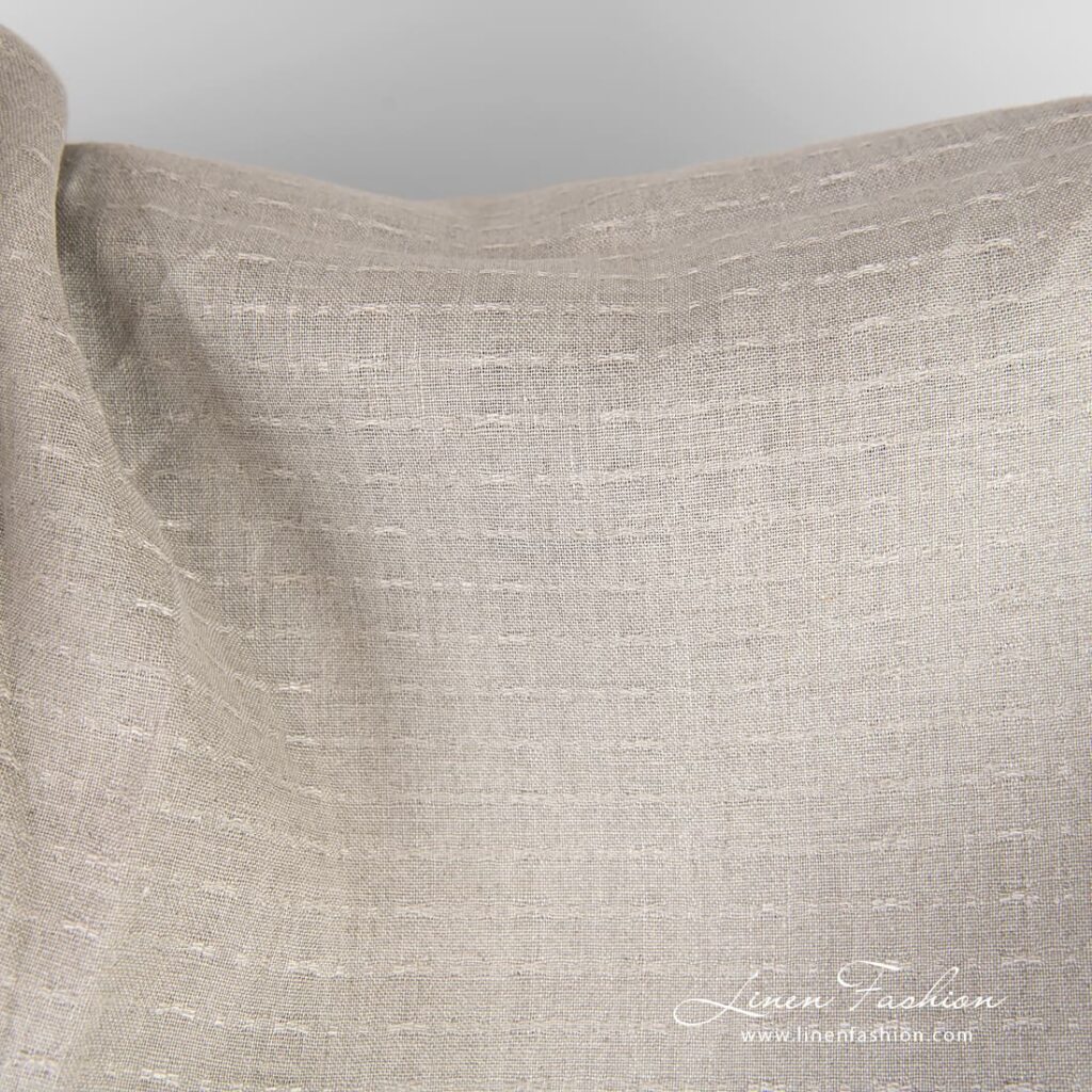 Tissu en lin de couleur naturelle 2 Natural linen fabric with dashes
