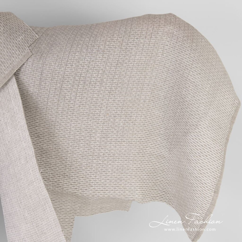 Tissu en lin naturel avec motif en losange 1 Natural linen fabric