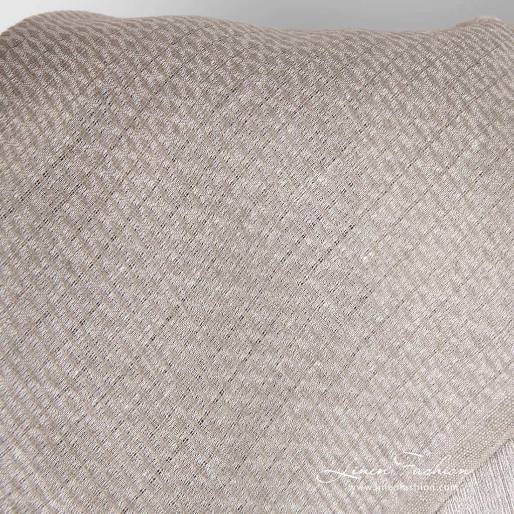 Tissu en lin naturel avec motif en losange 2 Natural linen fabric in diamond pattern