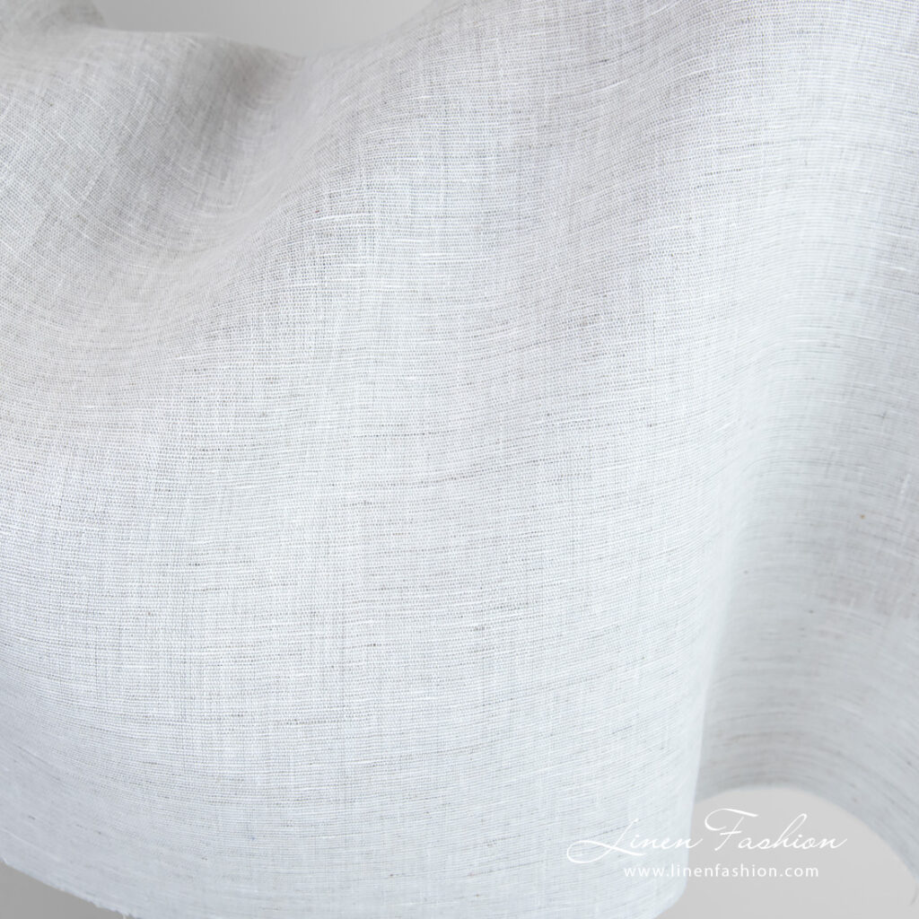 Tissu de lin mélangé blanc cassé 1 Off-white linen fabric in melange