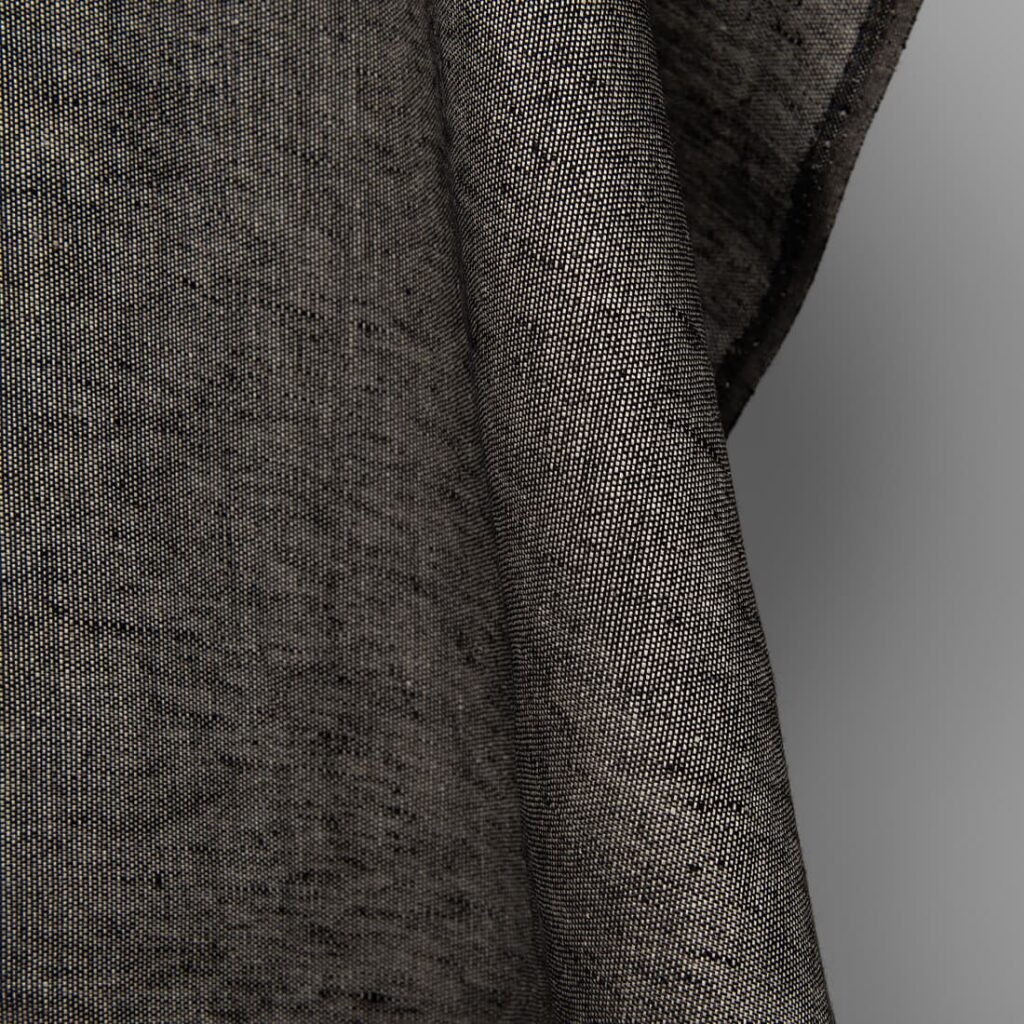Tissu de lin à motifs naturels et noirs 2 Tissu de lin à motifs naturels et noirs – Image 2
