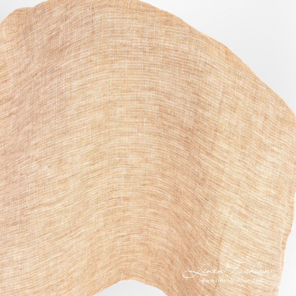 Tissu de lin double face marron clair lavé 2 Linen fabric for clothes and home textile