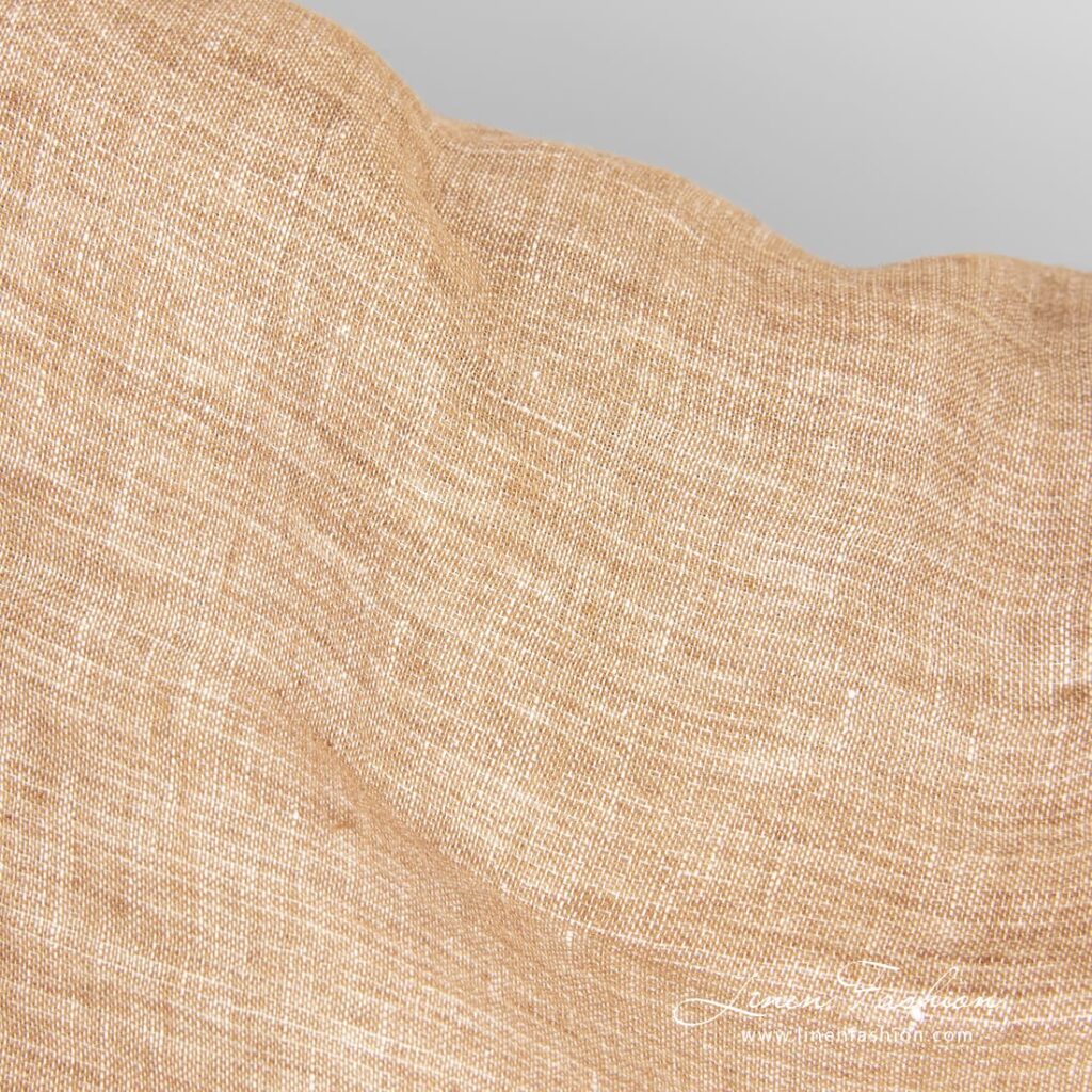 Tissu de lin double face marron clair lavé 3 Double-sided linen fabric, double-layered