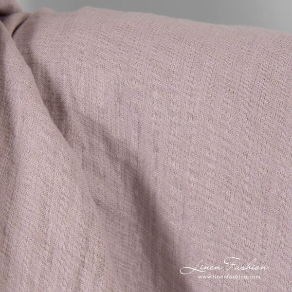 Linen fabric woven in light lilac and light brown colors