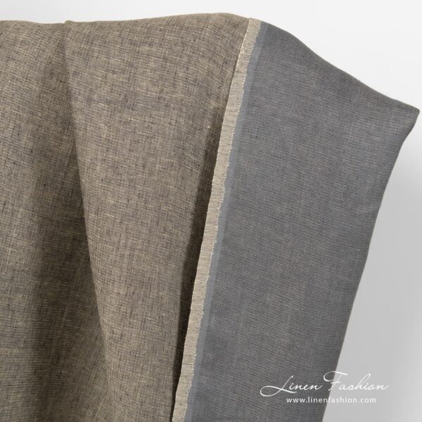 100% linen fabric in grey brown colour.