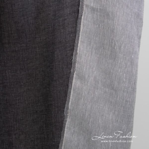Double sided 100% linen fabric, grey black.
