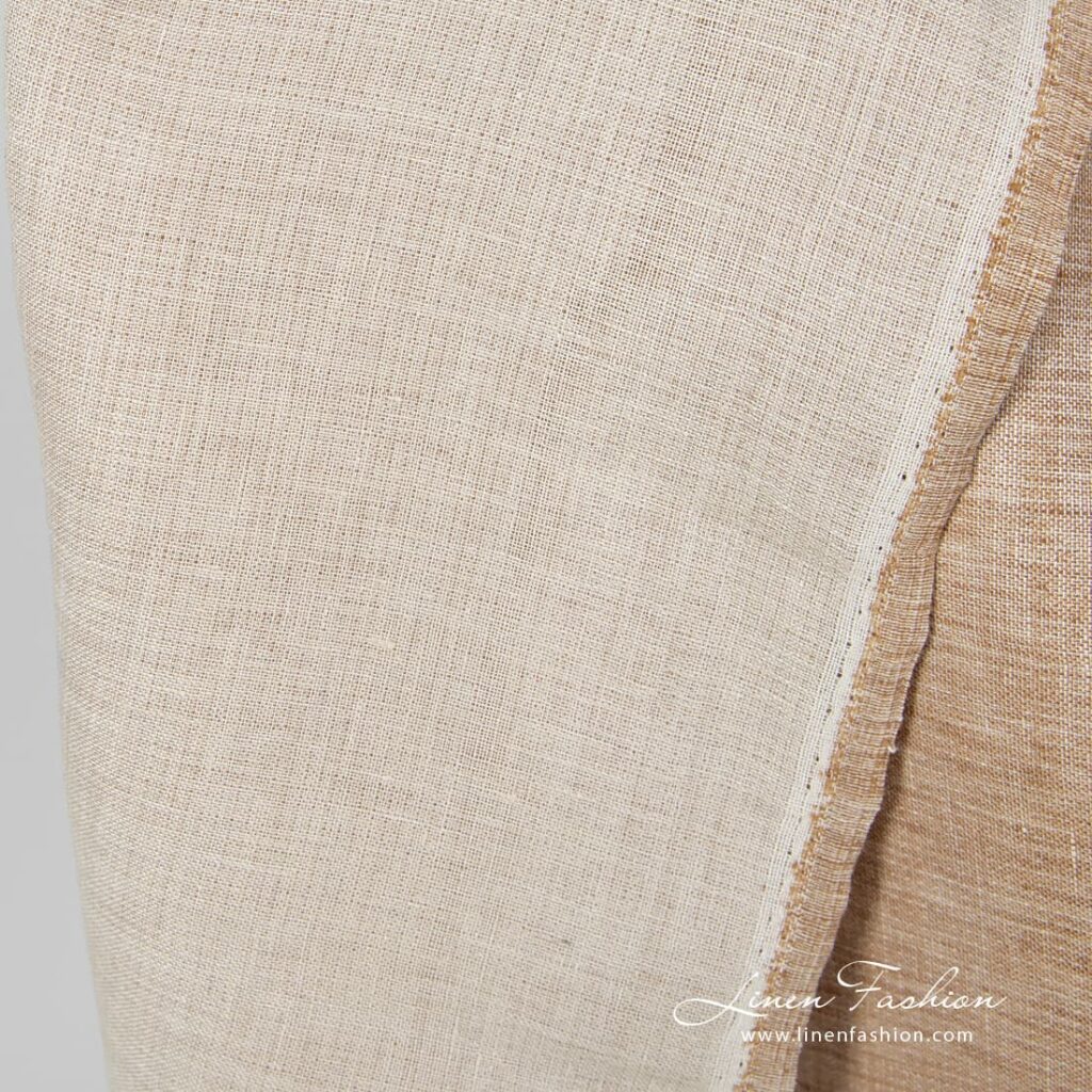Tissu de lin double face marron clair 2 Double sided light brown fabric.