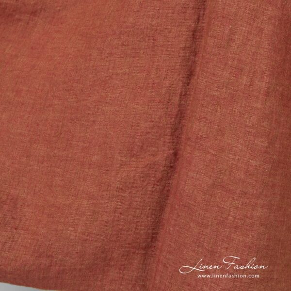 Yellowish brown melange linen fabric, washed