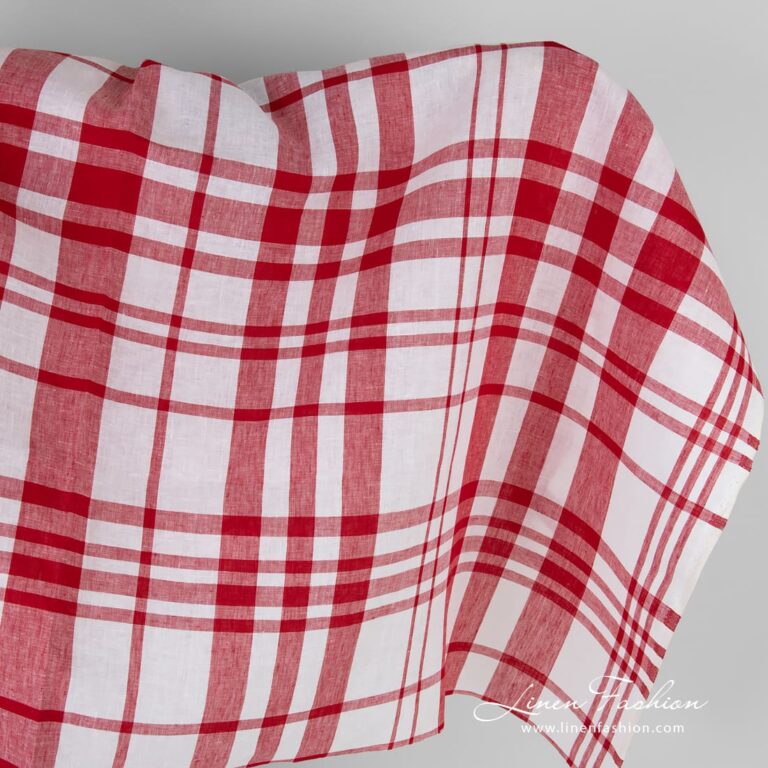 Checked linen fabric