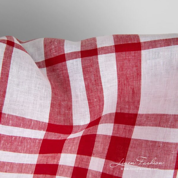 Checked linen fabric closer look