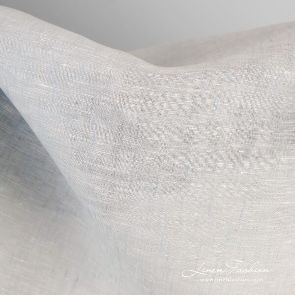 100% Linen fabric in white and blue melange