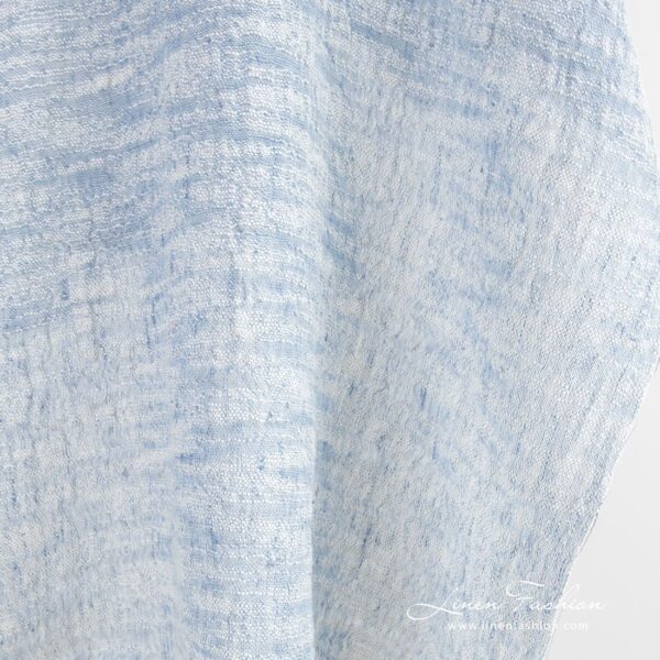 Linen cotton fabric with white stripes