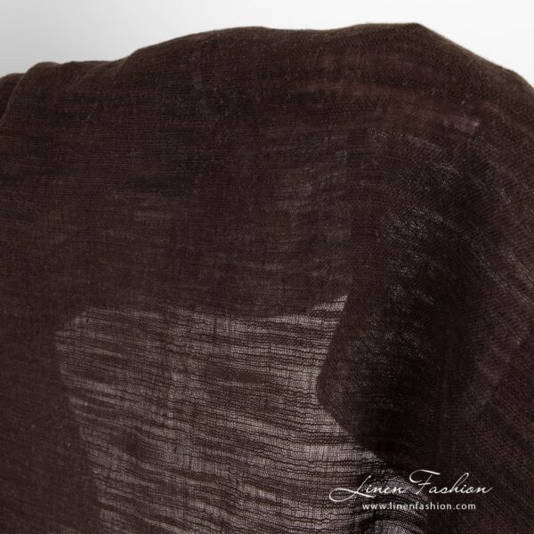 Dark brown linen cotton fabric, gauze
