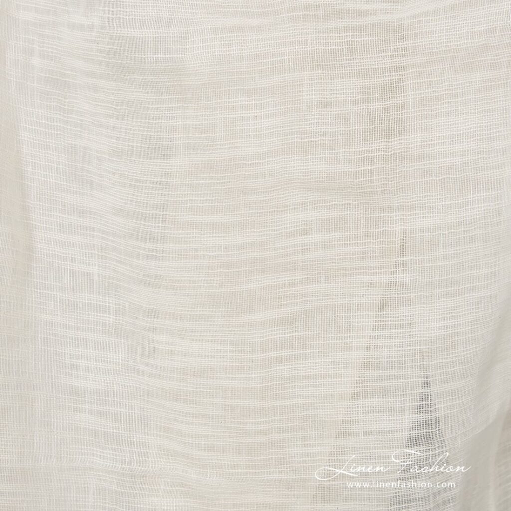 Tissu de coton lin transparent blanc cassé à rayures 4 Off-white sheer linen / cotton fabric in stripes