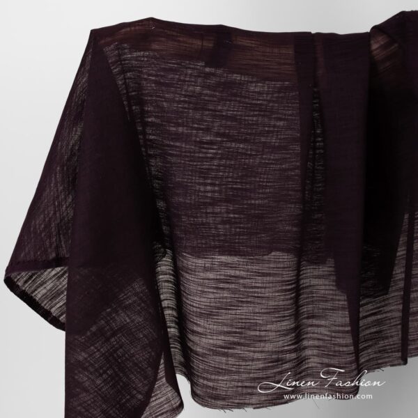 Eggplant colour sheer linen cotton fabric.
