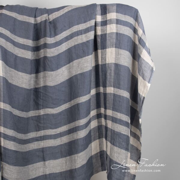 Linen fabric in grey stripes