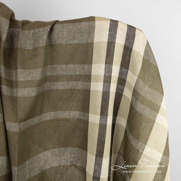 Dark green linen fabric