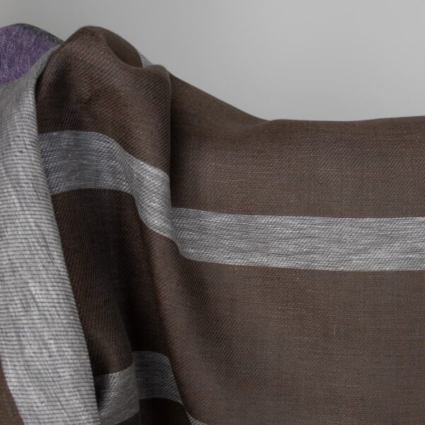 Tissu de lin à rayures violettes et brunes – Image 3
