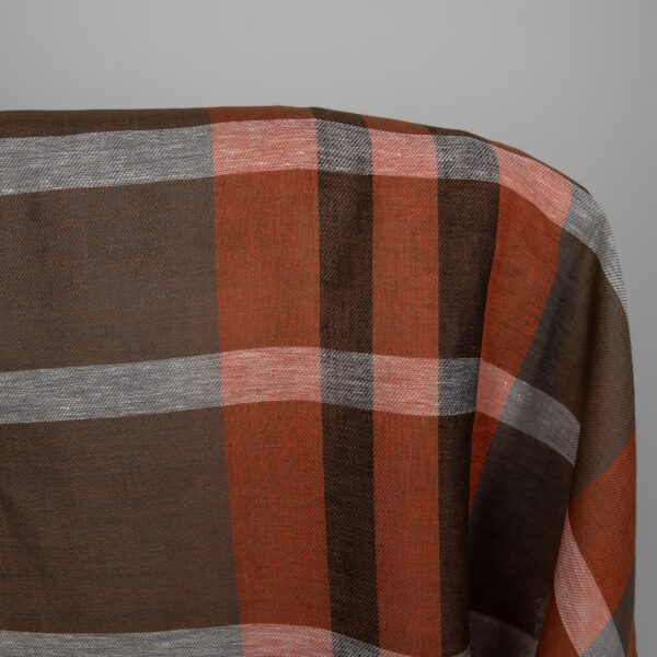 Tissu de lin à rayures orange et marron – Image 2