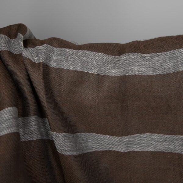 Tissu de lin à rayures orange et marron – Image 3