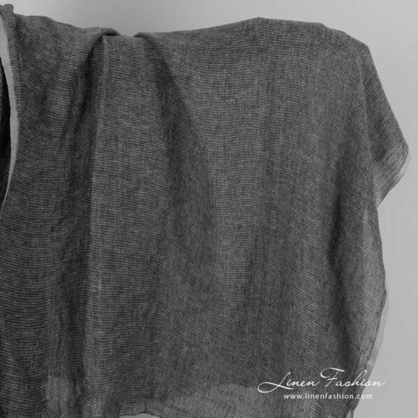 Lightweight black and white linen fabric