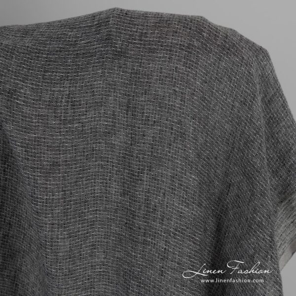Lightweight black and white linen fabric, washed